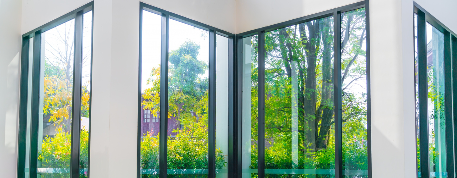 Modern windows with garden view